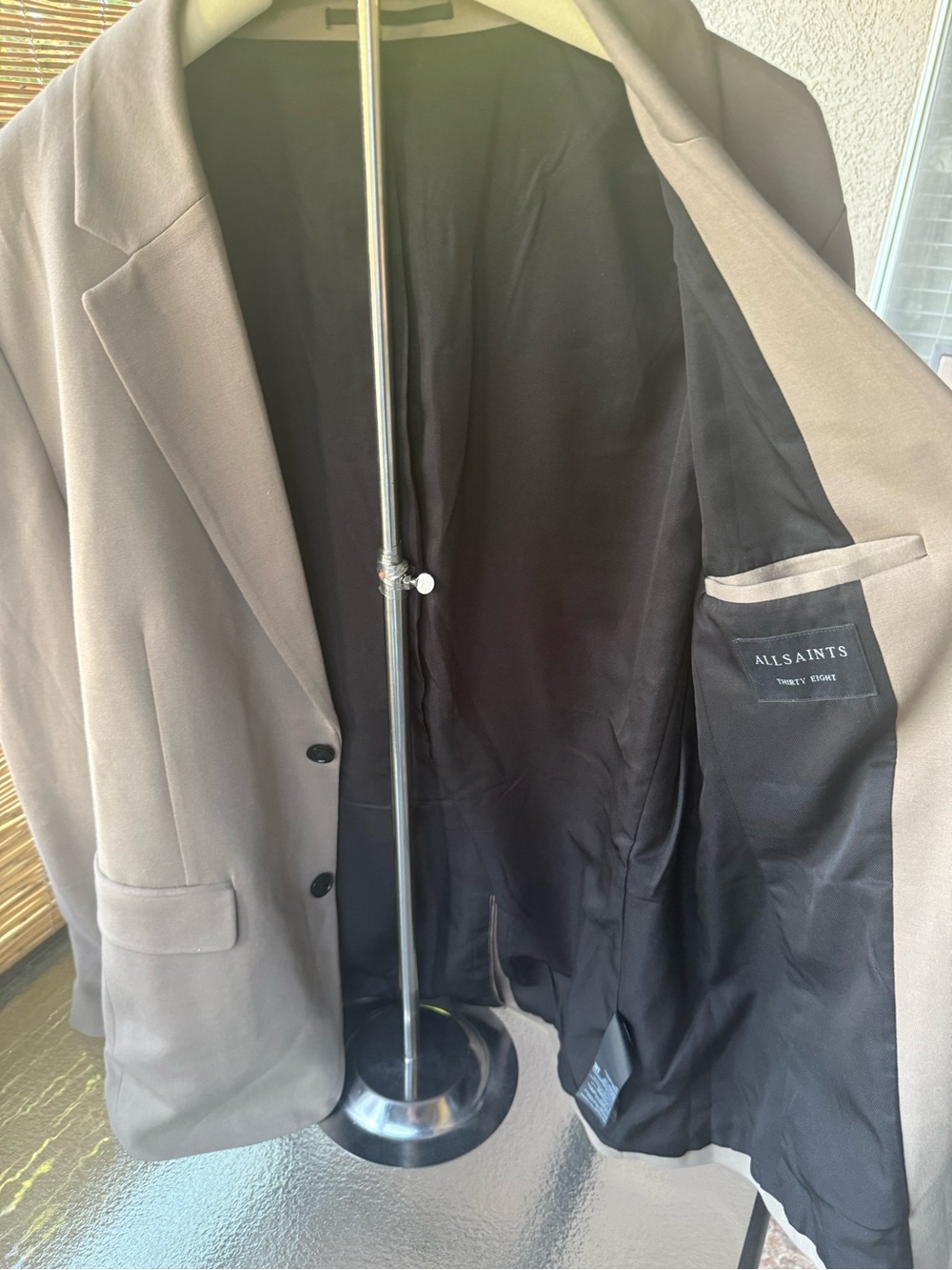 AllSaints Men's Taupe Two-Button Blazer - Picture 6 of 9